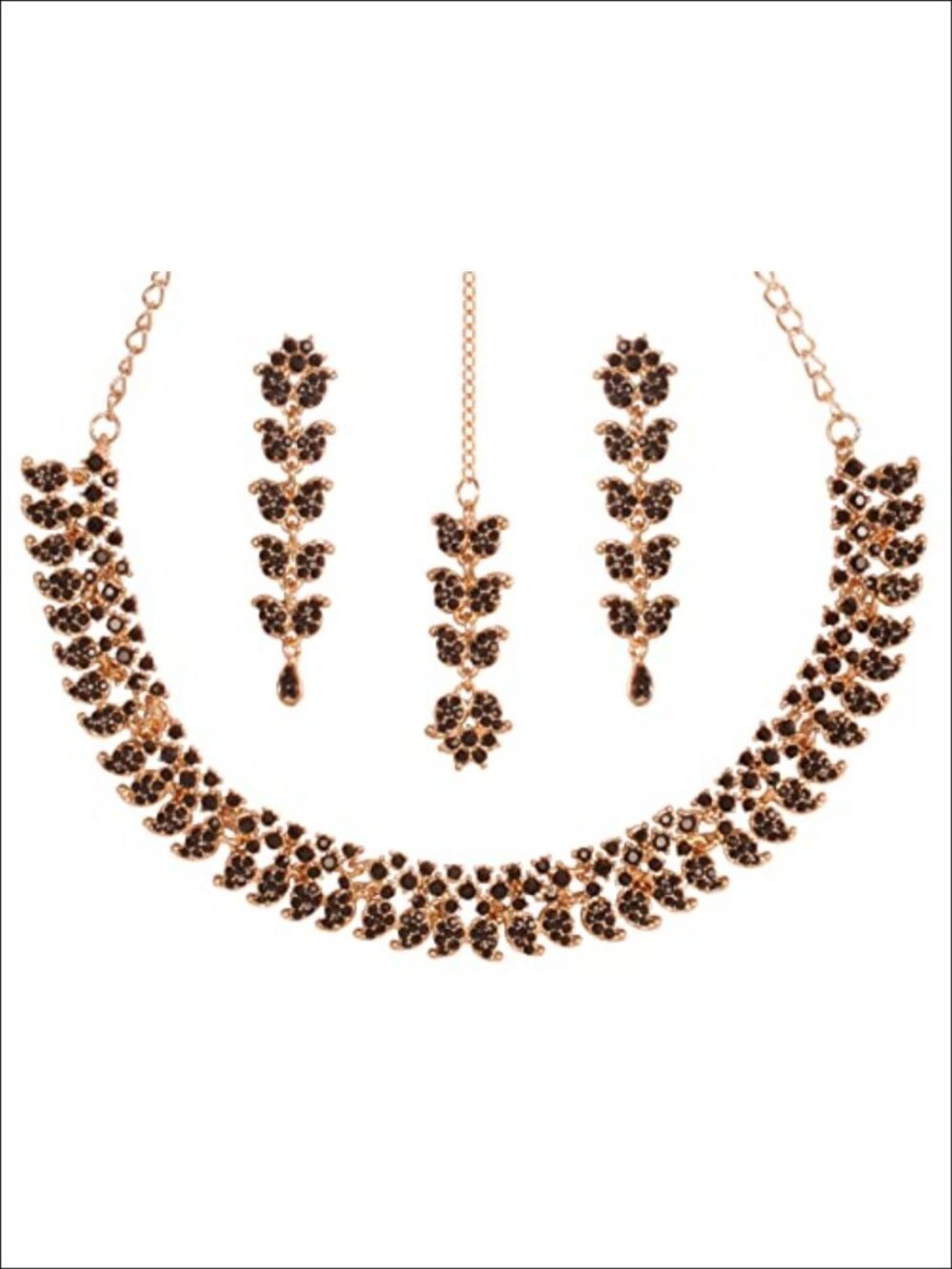 Indian Wedding Jewelry Set Gold Plated Rhinestone Crystal Necklace